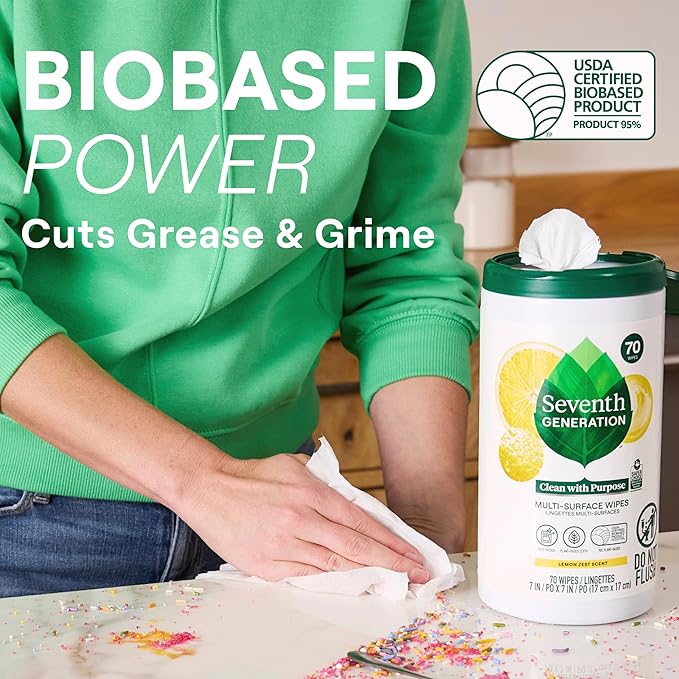 Seventh Generation Multi Surface Wipes, lemon zest scent - Image 3