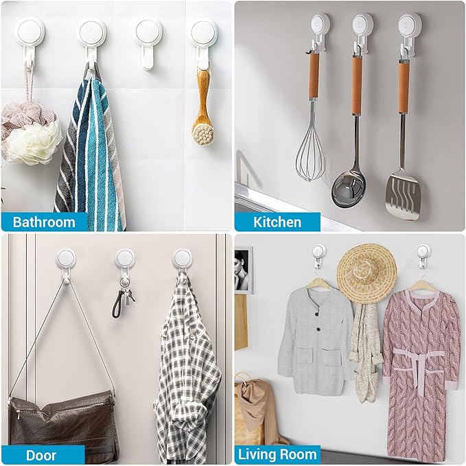 LUXEAR Suction Hooks Powerful Suction Cup Hooks Vacuum Suction Holder Heavy - Image 7