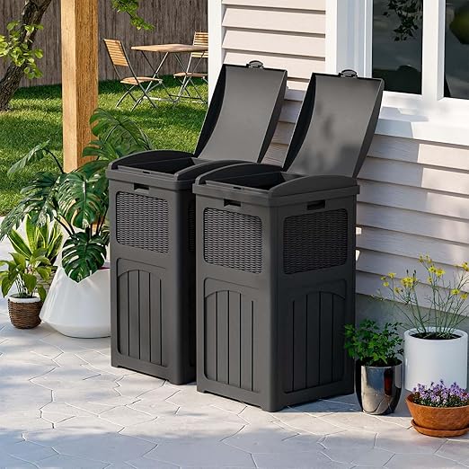 Patiowell 36 Gallon Outdoor Trash Can, Resin Outdoor Garbage Can - Image 3