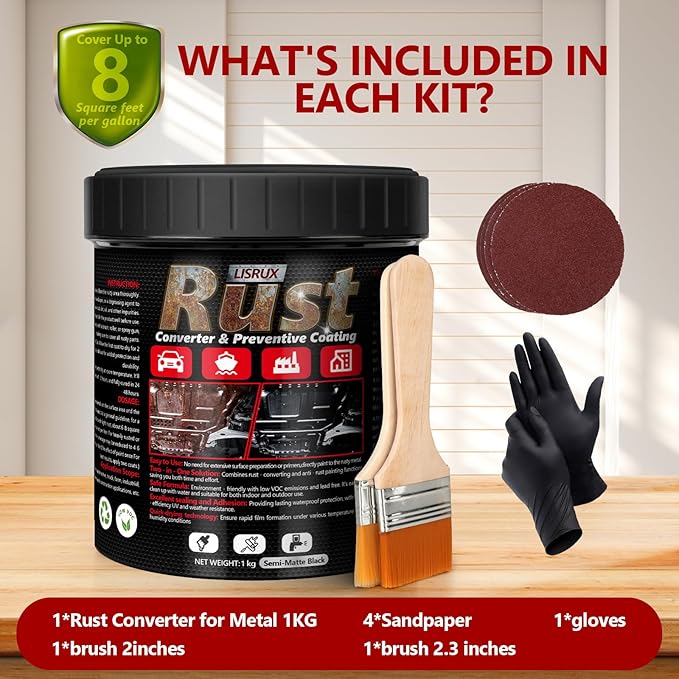 4-in-1 Rust Converter & Metal Primer, 34 Fl Oz Black Rust Inhibitor Paint - Image 8