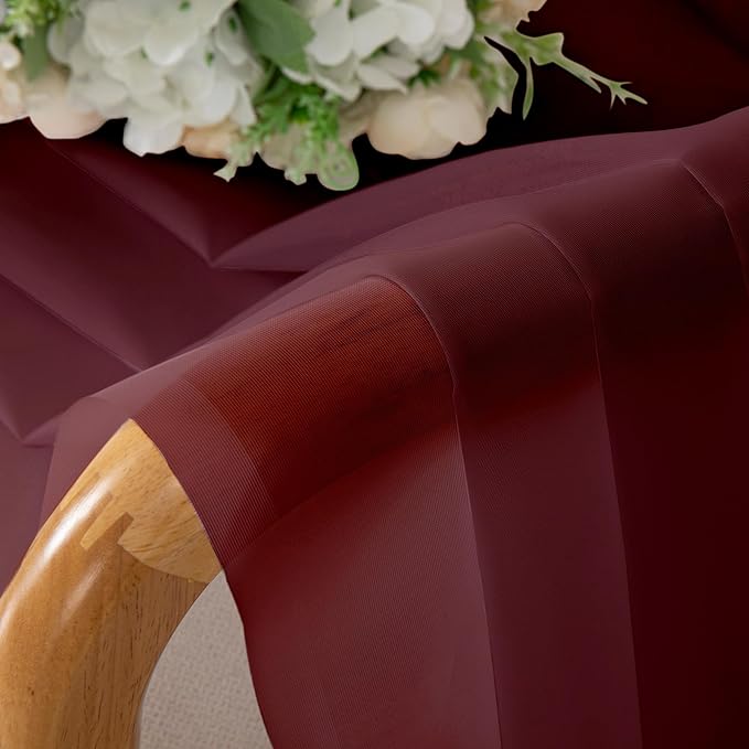 Chyhomenyc Burgundy Sheer Curtains 78 Inches Long 2 Panels Set - Image 3