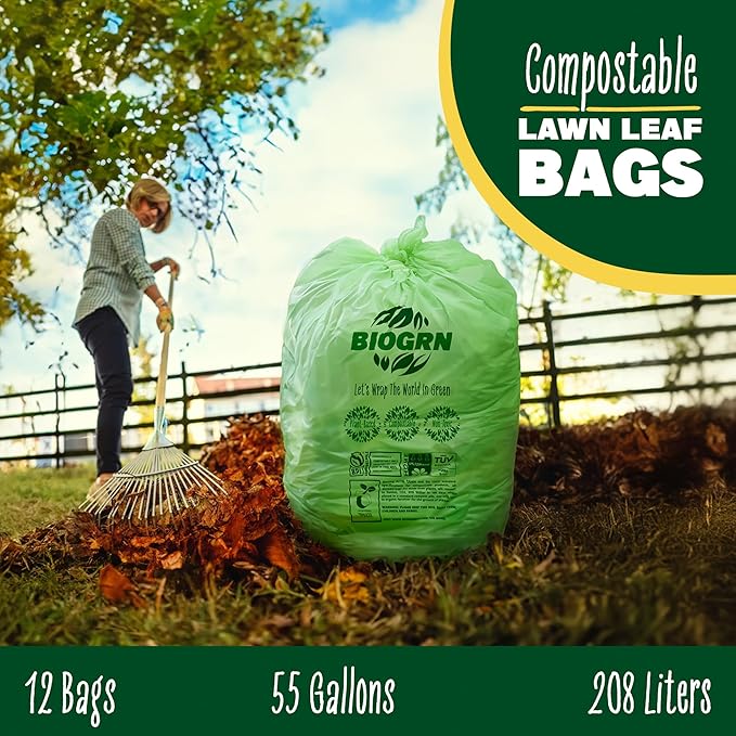 50-55 Gallon Compostable Trash Bags Flat-Top 12 Bags Heavy Duty 1.57 Mil 208.2 - Image 8