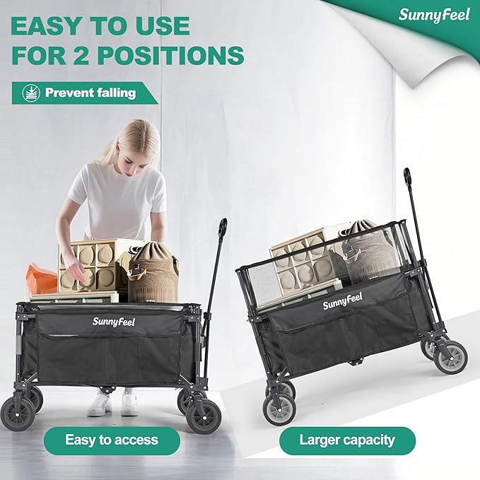 SUNNYFEEL Heavy Duty Collapsible Outdoor Utility Wagon Cart 500LB Capacity - Image 9