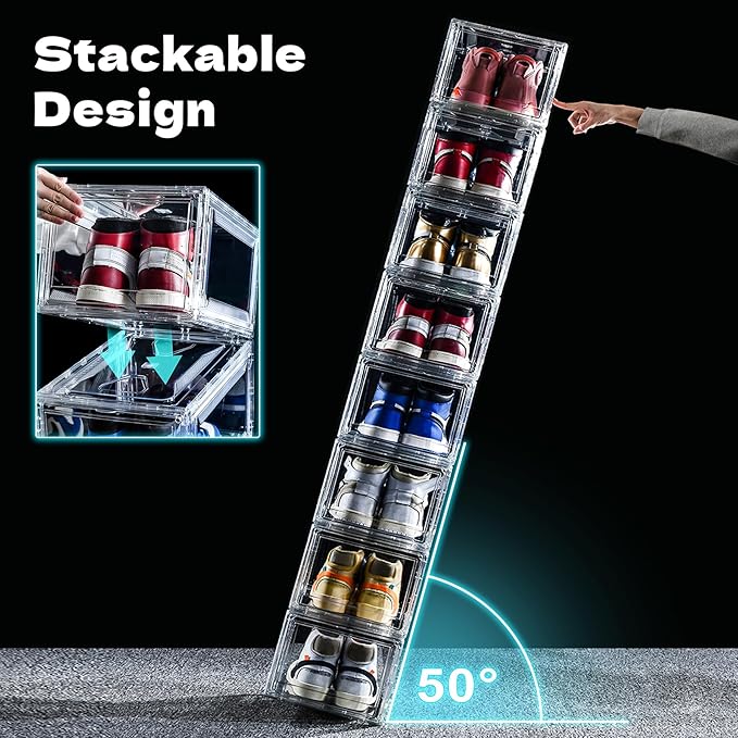 3 Pack Acrylic Shoe Boxes, Ultra Clear Shoe Boxes Stackable, Shoe Storage Box - Image 5