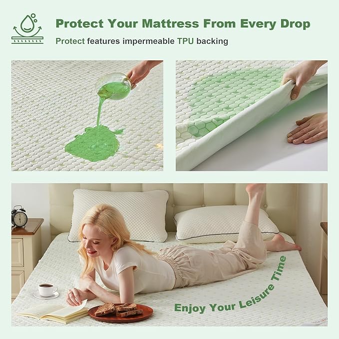 Waterproof Mattress Protector, King Size Mattress Pad Fitted 6"-18" Deep Pocket - Image 3