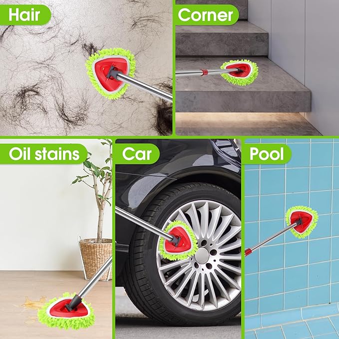 4 Pcs Micro Spin Mop Replacements Head & 2 Chennile Mop Heads & 1 Scrub Brush & - Image 5