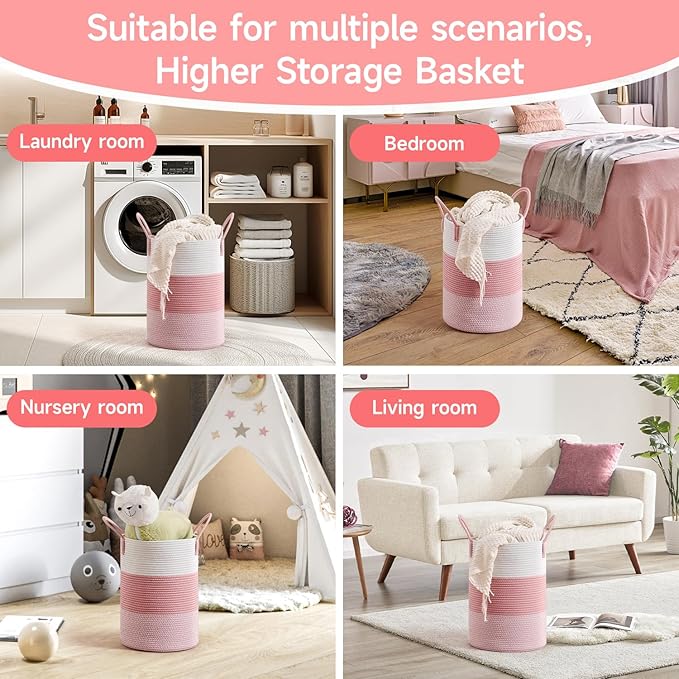 CLHMILY&Z 40L Laundry Basket Round Storage Rope Basket - Image 5