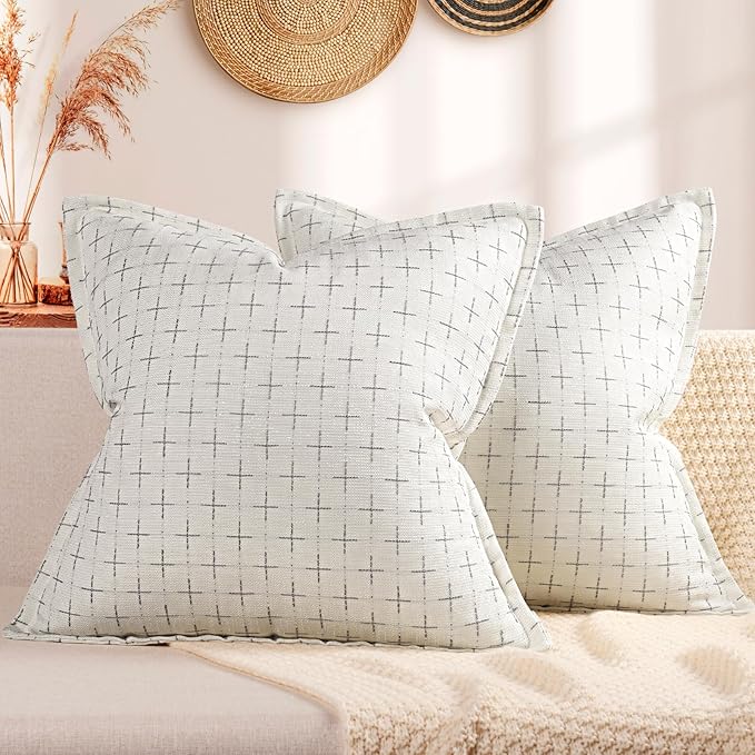 ZWJD Pillow Covers 16x16 Set of 2 Soft Polyester Textured Pillow Covers by ZWJD