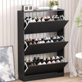 Shoe Storage Cabinet with 3 Flip Drawers, Narrow Shoe Rack Cabinet, by BORNOON
