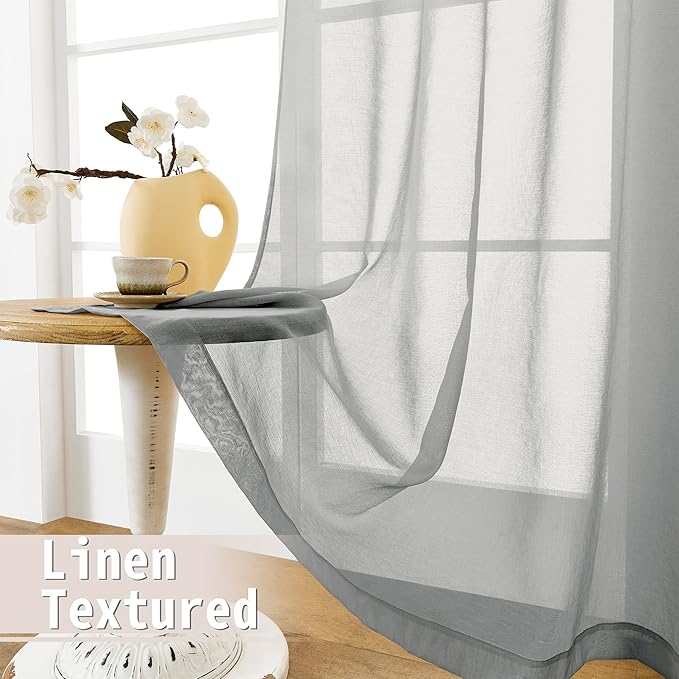 Tollpiz Sheer Curtain Closet Linen Textured Curtain Sheers Doorway Light - Image 4