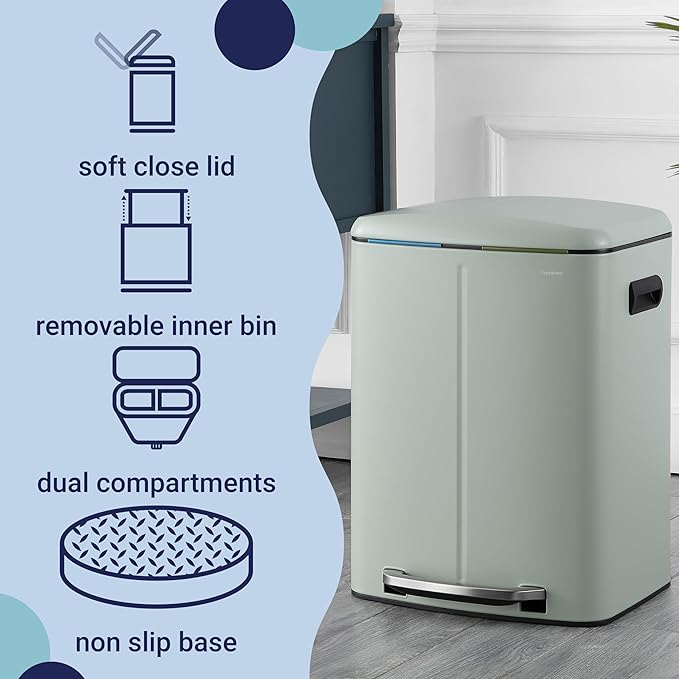 happimess HPM1005E Marco Rectangular 10.6-Gallon Double Bucket Trash Can - Image 3