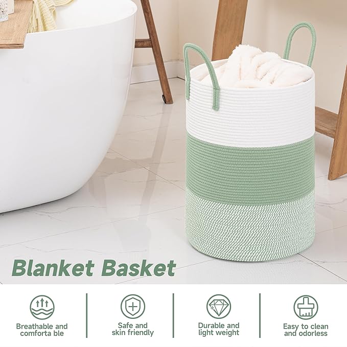 CLHMILY&Z 40L Laundry Basket Round Storage Rope Basket - Image 4