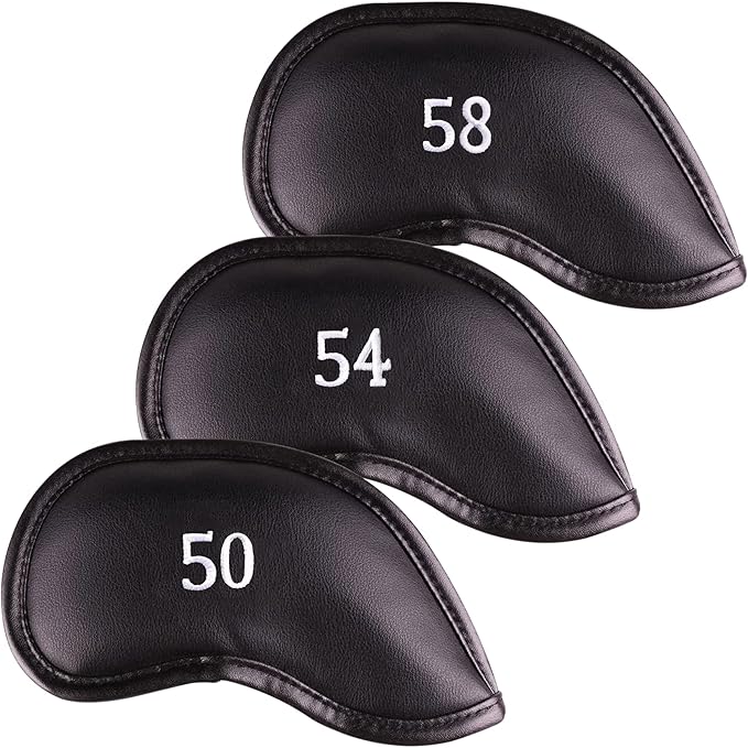 Premium Magnetic Leather Iron and Wedge Golf Club Head Covers | Set of 10 | by AllTeedUp