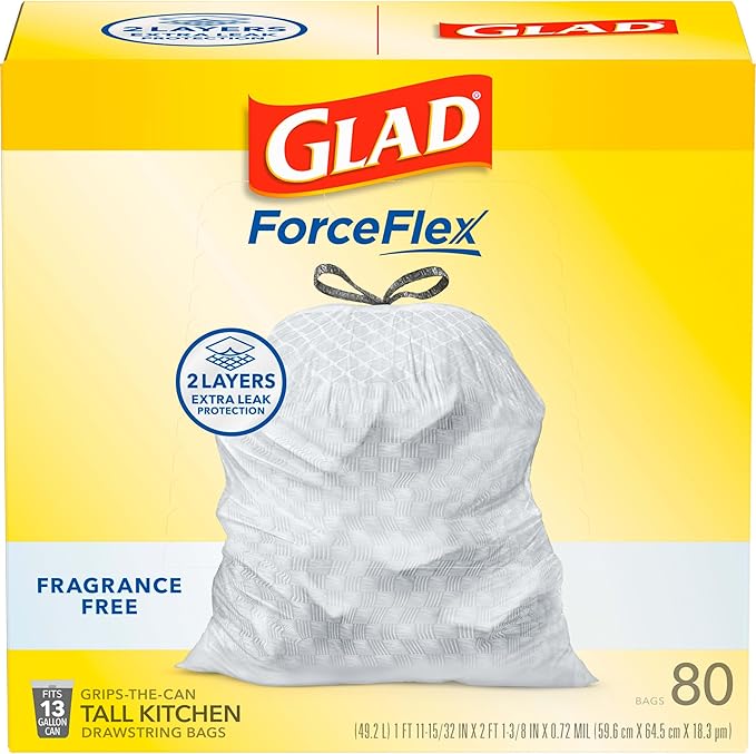 Glad Trash Bags, ForceFlex Tall Kitchen Drawstring Garbage Bags, 13 Gal - Image 10