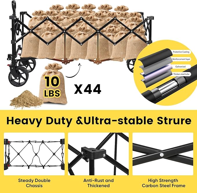 Sekey 48''L Collapsible Foldable Extended Wagon - Image 6