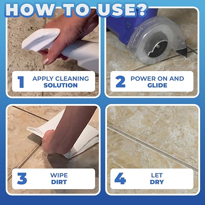 Electric Stand-Up Lightweight Grout Cleaning Machine – Easy-to-Use Tile Grout - Image 4