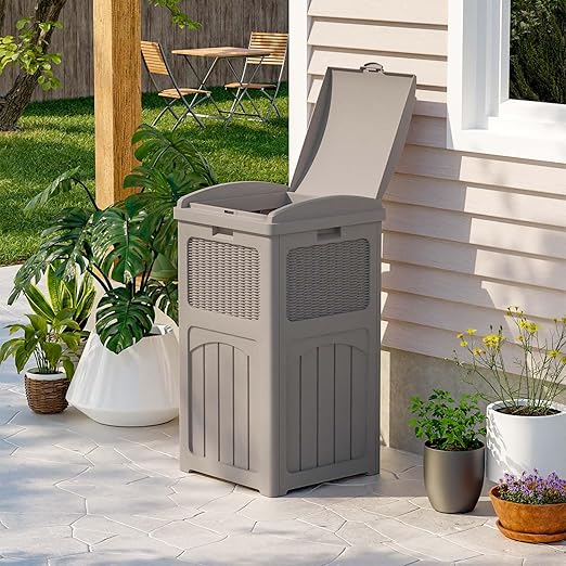 Patiowell 36 Gallon Outdoor Trash Can, Resin Outdoor Garbage Can - Image 3