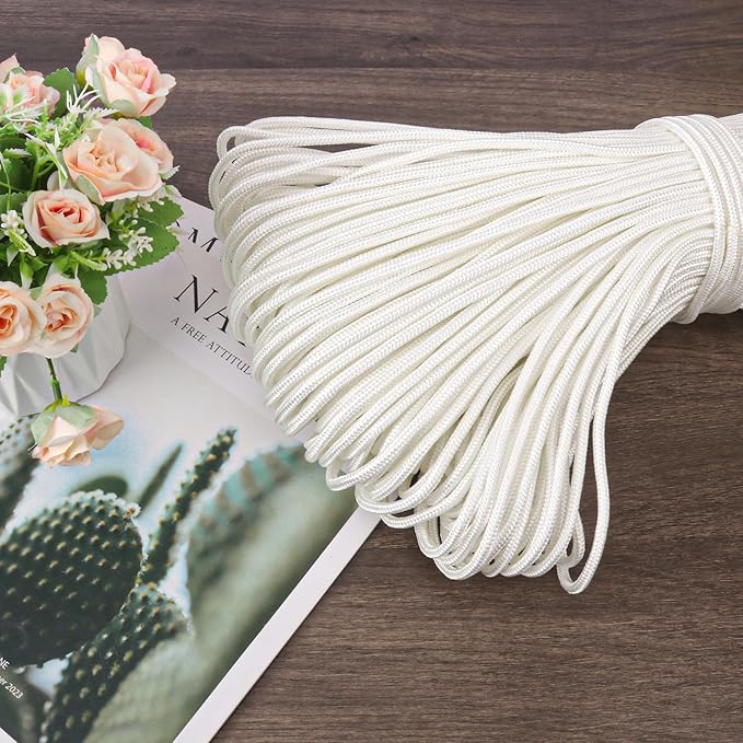 500 Feet 1/4 Inch White Polyester Rope, 6 mm Polypropylene Utility Rope - Image 4