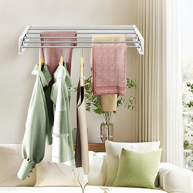 Wall Mounted Clothes Drying Rack 32 inches, Foldbale Laundry Drying Rack Wall - Image 7