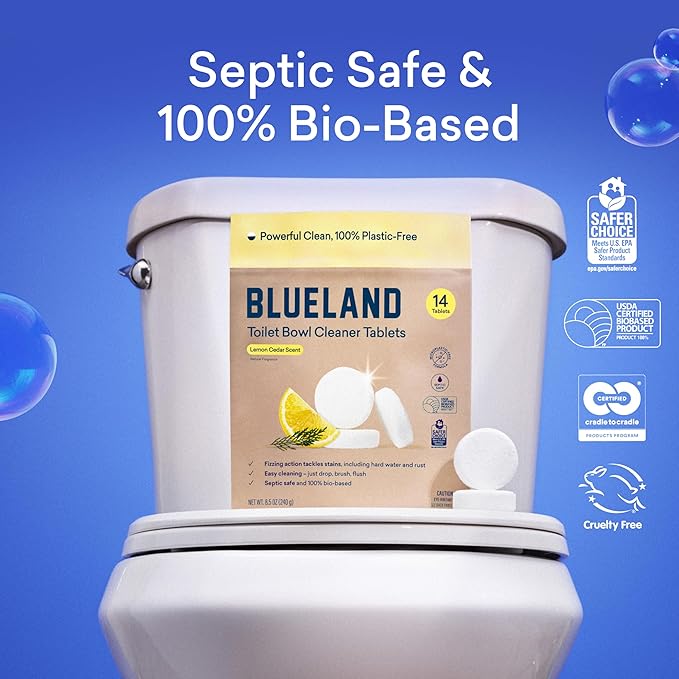 BLUELAND Toilet Bowl Cleaner Tablets, Starter Set, Lemon Cedar, Plastic-Free - Image 5