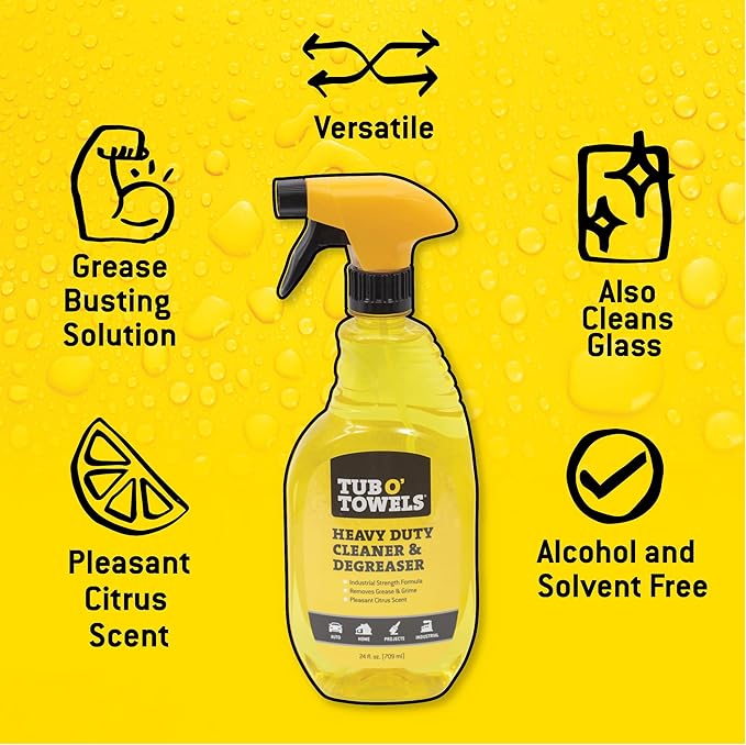 Tub O' Towels Heavy Duty Cleaner and Degreaser Spray Helps in Removing Oil Tar - Image 2