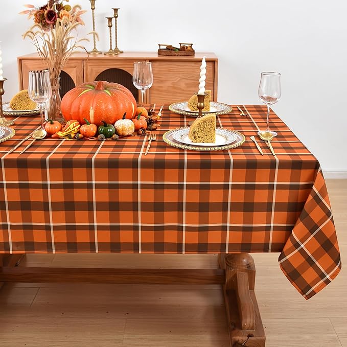 Gingham Plaid Tablecloth by Essifunia