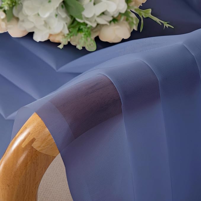 Chyhomenyc Royal Blue Sheer Curtains, 84 Inch Long 2 Panel Set, Rod Pocket - Image 8