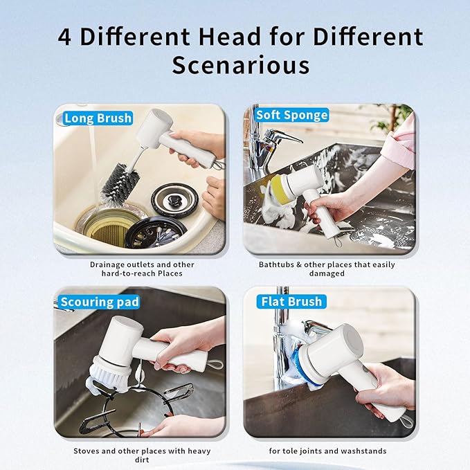 Electric Scrubber Spin- Rechargeable Cordless Handheld Spin Brush - Image 3