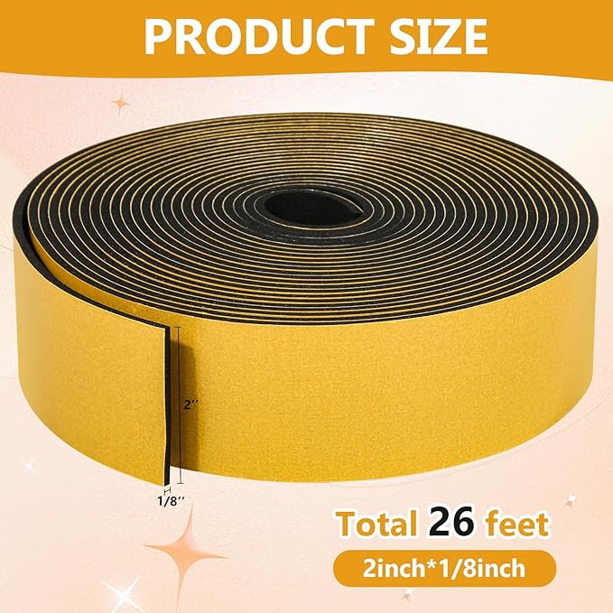 26Feet Weather Stripping Seal for Door Window, High Density Foam Tape, - Image 2