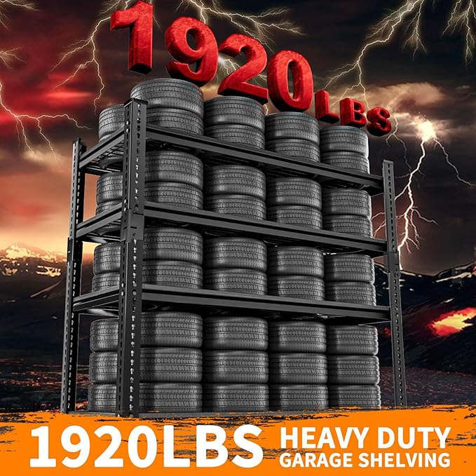 Storage Shelves Heavy Duty 2 PCS, 4-tier Adjustable Metal Industrial Utility - Image 4