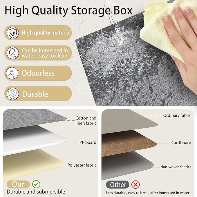 Yawinhe Fabric Storage Baskets, Foldable Closet Organizer - Image 8