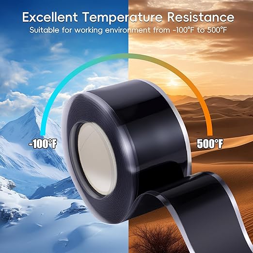 Self Fusing Silicone Tape 4 Rolls 1 in x 10' Black Waterproof Rescue Tape - Image 4