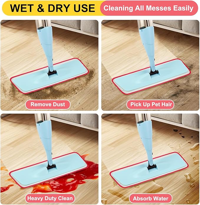 16.5 Inch Reusable Mop Pads Microfiber Spray Mop Replacement Heads - Image 6