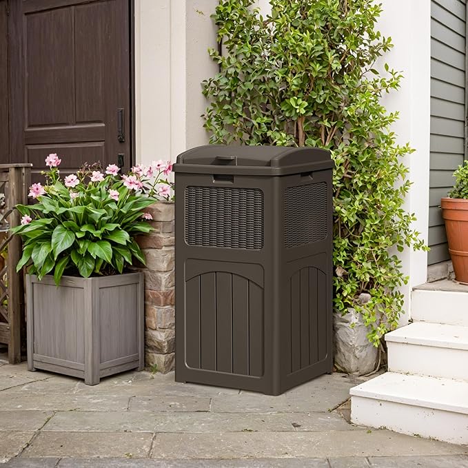 YESHOMY 33 Gallon Resin Outdoor Trash Can - Image 6