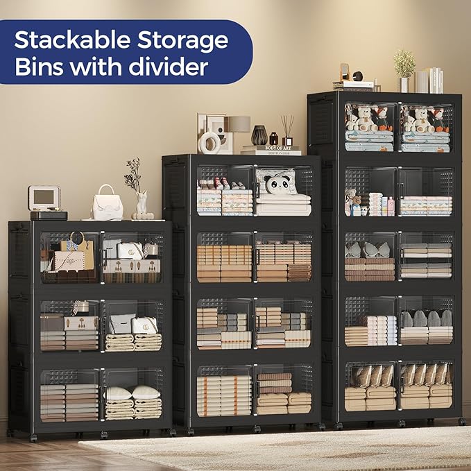150GAL Storage Bins with Lid and Wheels, Stackable Closet Organizers and - Image 7