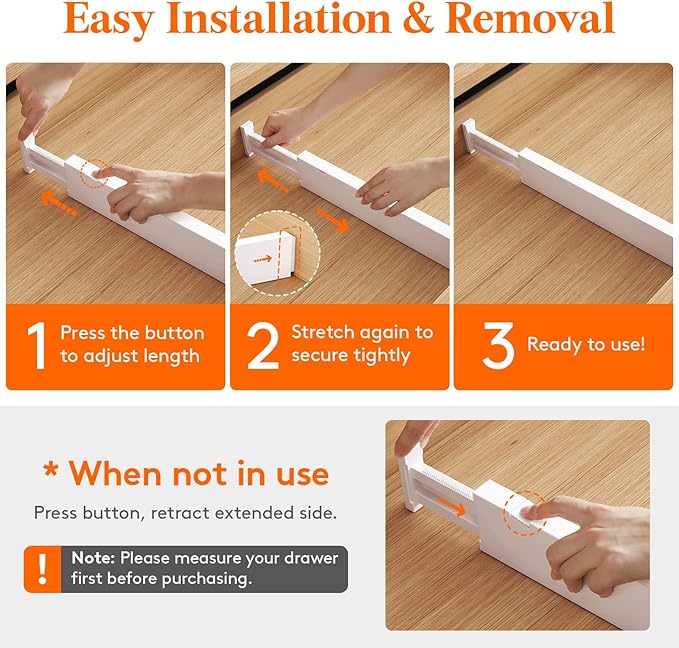 Lifewit 5 Pack Clothes Drawer Dividers 2.36" High, Plastic Expandable - Image 5