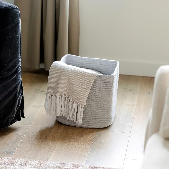 NaturalCozy Storage Cubes 11 Inch Cotton Rope Woven Baskets - Image 9