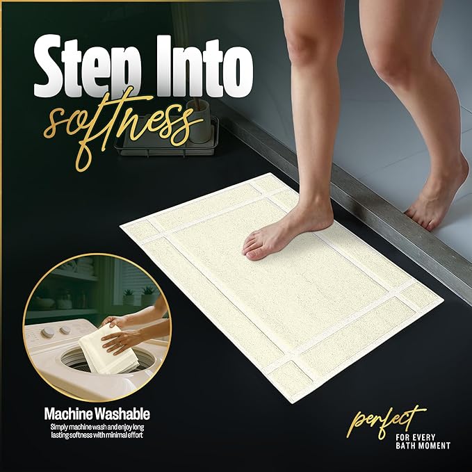 Pearl Linens Pack of 6 100% Cotton Bath Mat 20x30 inches, Soft & Absorbent - Image 8
