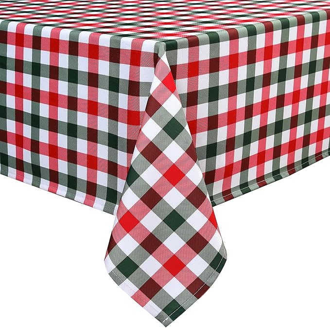 Red Gingham Christmas Plaid Tablecloth - Image 3