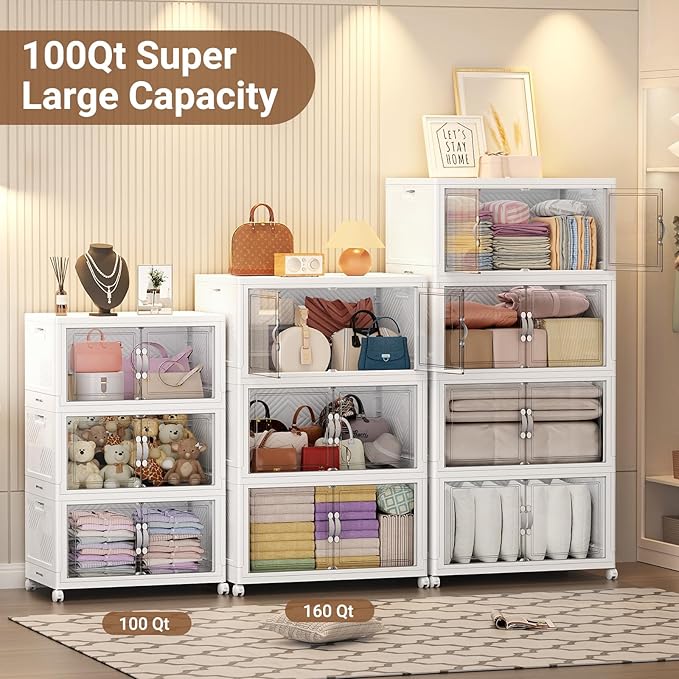 BROVIEW 300QT Extra Large Stackable Storage Bins, 75Gal Clear Plastic Closet - Image 4