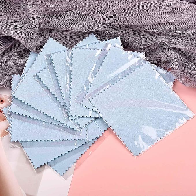 SEVENWELL 50pcs Jewelry Cleaning Cloth Blue Polishing Cloth - Image 7