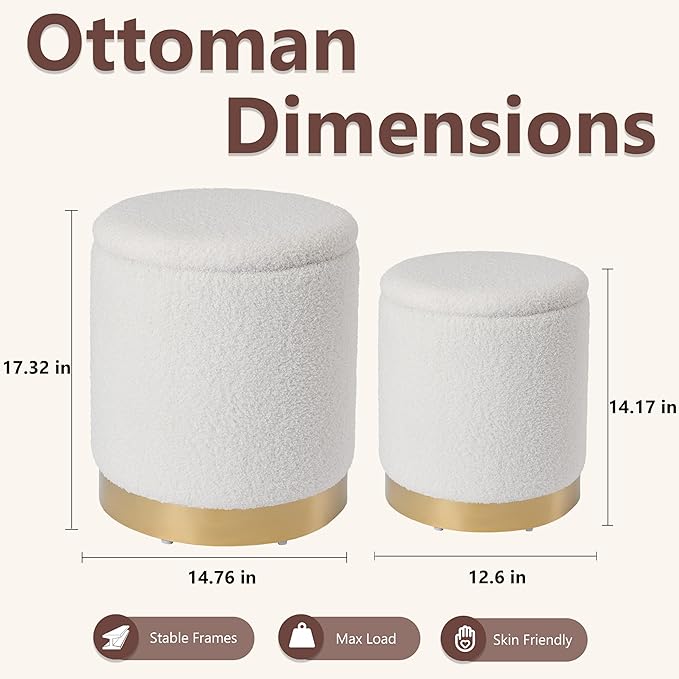 Royal Windsor Boucle Round Ottoman - Image 2