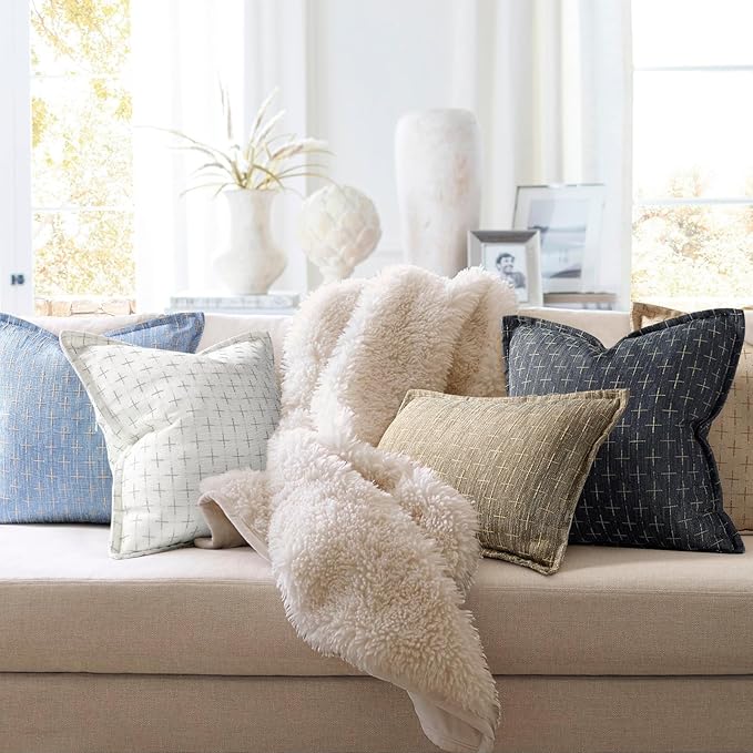 ZWJD Pillow Covers 16x16 Set of 2 Soft Polyester Textured Pillow Covers - Image 6