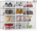 12 Pack XXX-Large Modular Clear Plastic Stackable Shoe Storage Organizer by FJFEOIYE