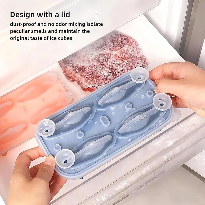 7.48inch Newly Upgraded 4-grid 3D Dinosaur Ice Tray and Covered Silicone Ice - Image 3