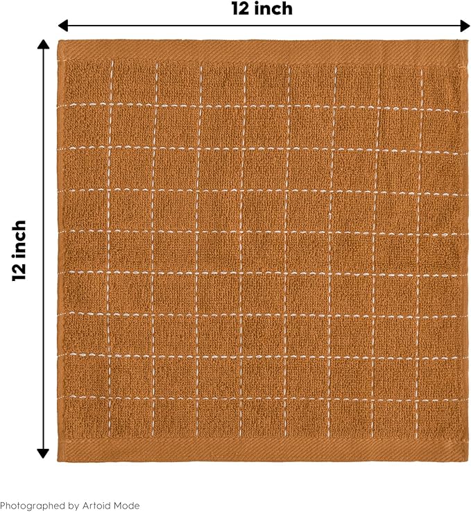 Artoid Mode Checkered Designed Cotton Beige Caramel Green Terry Kitchen Dish - Image 7