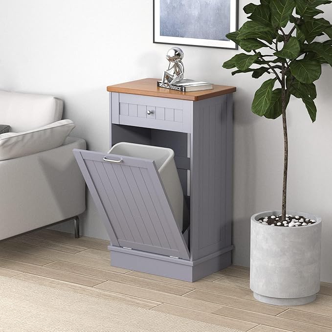 Betterhood Tilt Out Trash Cabinet 10 Gallon Wooden Free Standing Laundry Sorter by Betterhood