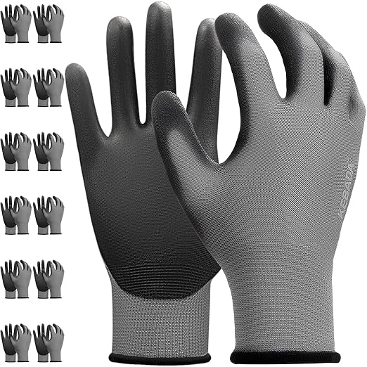 Kebada W1 Work Gloves for Men and Women, 12 Pairs Touchscreen Working Gloves by KEBADA