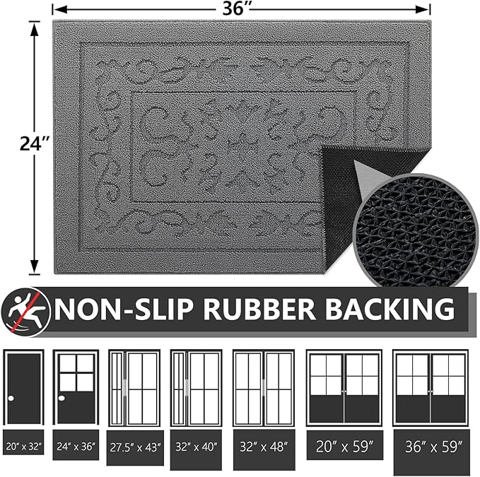 FONEYI Indoor Door Mat 24" x 36", Dirt Trapper Door Mats Non-Slip Entryway Rugs - Image 2