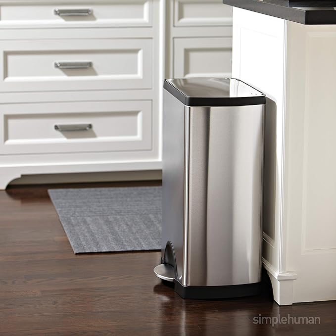 simplehuman 50 Liter / 13.0 Gallon Rectangular Kitchen Step Trash Can, Brushed - Image 2